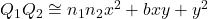Q_1Q_2 \cong n_1n_2x^2 + bxy + y^2