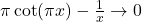 \pi\cot(\pi x) - \frac{1}{x} \to 0