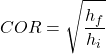 \[COR = \sqrt{\frac{h_{f}}{h_{i}}}\]