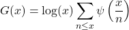 \begin{equation*} G(x) = \log(x)\sum_{n \leq x} \psi\left(\frac{x}{n}\right) \end{equation*}