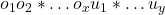 o_{1}o_{2}* \ldots o_{x}u_{1}* \ldots u_{y}