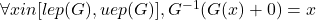 \forall x in [lep(G),uep(G)], G^{-1}(G(x) + 0) = x