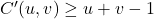 C'(u,v) \geq u + v - 1
