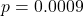 p=0.0009