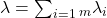 \lambda = \sum_{i=1}_{m} \lambda_i