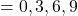 =0,3,6,9