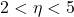 2 < \eta < 5