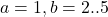 a=1, b=2 . .5