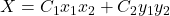 X = C_1x_1x_2+C_2y_1y_2