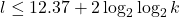 l \leq 12.37 + 2 \log_{2}\log_{2} k