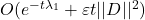 O(e^{-t \lambda_1} + \varepsilon t ||D||^2)