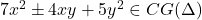 7x^2 \pm 4xy + 5y^2\in CG(\Delta)