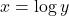 x=\log y