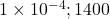 1\times 10^{-4}; 1400