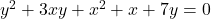 y^2 + 3xy + x^2 + x + 7y = 0