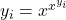 y_i = x^{x^{y_i}}