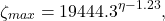 \begin{equation*} \zeta_{max}=19444.3^{\eta-1.23},\end{equation*}