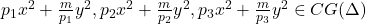 p_1 x^2 + \frac{m}{p_1} y^2, p_2 x^2 + \frac{m}{p_2} y^2, p_3 x^2 + \frac{m}{p_3} y^2 \in CG(\Delta)