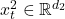 x^2_t \in \mathbb{R}^{d_2}