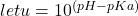 let u = 10^{(pH - pKa)}