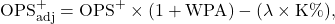 \[\text{OPS}^+_{\mathrm{adj}} = \text{OPS}^+ \times (1 + \text{WPA}) - (\lambda \times \text{K\%}),\]