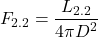\begin{equation*}F_{2.2}=\frac{L_{2.2}}{4 \pi D^2}\end{equation*}