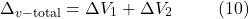 \[\Delta_{v-\text{total}} = \Delta V_1 + \Delta V_2 \hspace{10mm} \text{(10)}\]