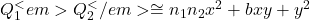 Q_1^<em>Q_2^</em> \cong n_1n_2x^2 + bxy + y^2