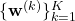 \{\mathbf{w}^{(k)}\}_{k=1}^K
