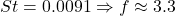 St = 0.0091 \Rightarrow f \approx 3.3