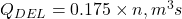Q_{DEL} = 0.175 \times n , m^3 {s}