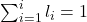 \sum_{i=1}^{i} l_i = 1