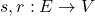 s, r: E \to V