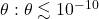 \theta: \theta \lesssim 10^{-10}