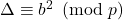 \Delta \equiv b^2 \pmod{p}