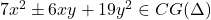 7x^2 \pm 6xy + 19y^2\in CG(\Delta)