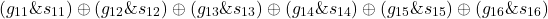 \[(g_{11} \& s_{11}) \oplus (g_{12} \& s_{12}) \oplus (g_{13} \& s_{13}) \oplus (g_{14} \& s_{14}) \oplus (g_{15} \& s_{15}) \oplus (g_{16} \& s_{16})\]