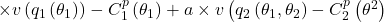 \times v\left(q_1\left(\theta_1\right)\right)-C_1^p\left(\theta_1\right)+ a \times v\left(q_2\left(\theta_1, \theta_2\right) -C_2^p\left(\theta^2\right)\right.
