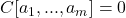 C[a_1,...,a_m] = 0
