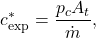\begin{equation*}c^{*}_{\mathrm{exp}} = \frac{p_c A_t}{\dot{m}},\end{equation*}