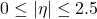 0 \leq |\eta| \leq 2.5