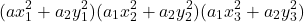 \[(ax_1^2+a_2 y_1^2)(a_1 x_2^2+a_2 y_2^2)(a_1 x_3^2+a_2 y_3^2)\]