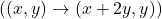 ((x,y)\to(x+2y,y))