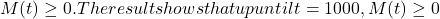 M(t) \ge  0. The result shows that up until t = 1000, M(t) \ge  0