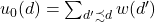 u_0(d) = \sum_{d' \precsim d} w(d')
