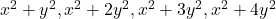 x^2 + y^2, x^2 + 2y^2, x^2 + 3y^2, x^2 + 4y^2