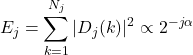 \[E_j = \sum_{k=1}^{N_j} |D_j(k)|^2 \propto 2^{-j\alpha}\]