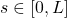 s \in [0, L]