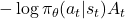 -\log \pi_\theta(a_t | s_t) A_t