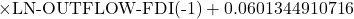 \[\times \text{LN-OUTFLOW-FDI(-1)} + 0.0601344910716\]